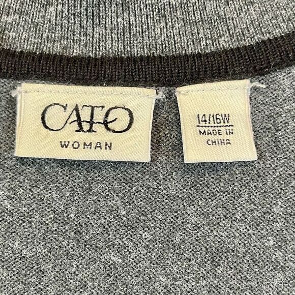 Cato Women Gray Cardigan Black Outline 14/16W - Picture 8 of 10
